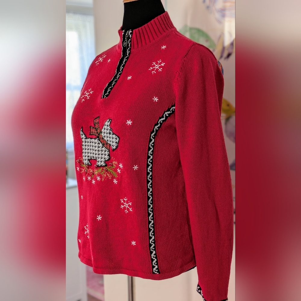 Scottish Terrier Houndstooth Pattern Sweater Small - image 4